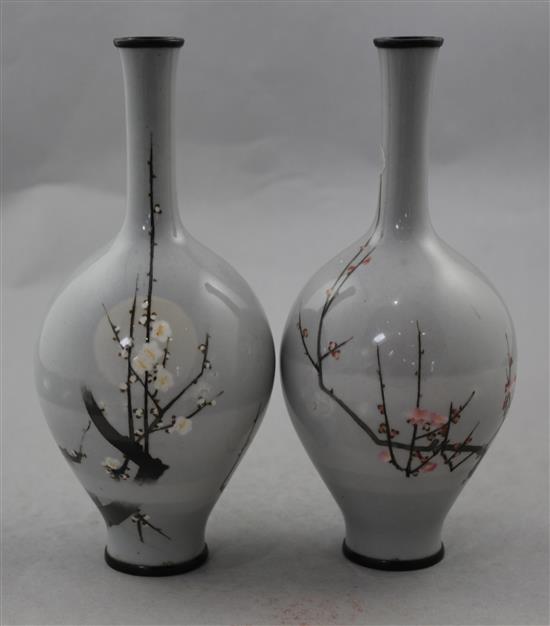 Namikawa Sosuke (1847-1919) - a pair of cloisonne enamel bottle vases, late Meiji period,